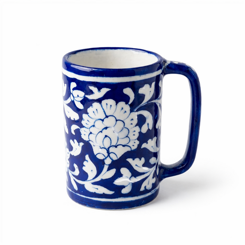 Handcrafted Blue Floral Ceramic Mug